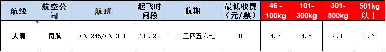 10月24號廣州到大庸空運價格